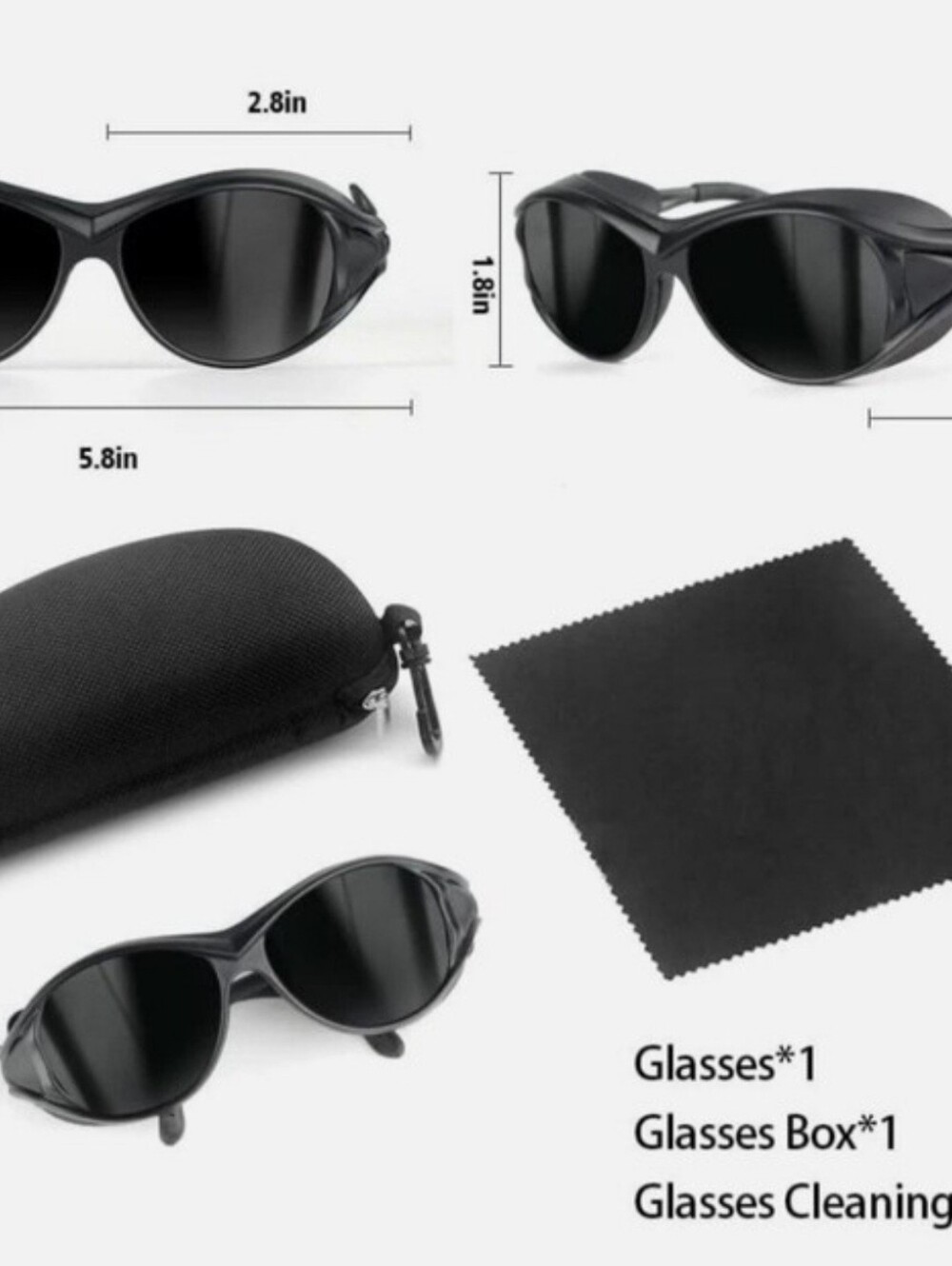 Black protective eyewear labeled with the brand name TAYLL in a zippered case